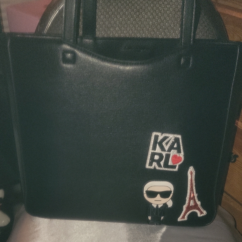 Karl Lagerfeld Black Tote with Iconic Patches